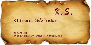 Kliment Sándor névjegykártya